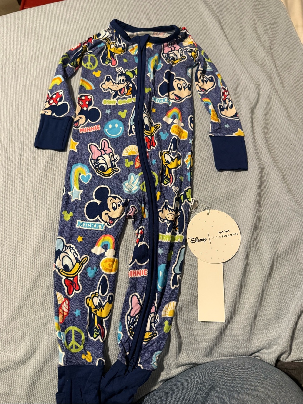 Little Sleepies Disney Navy Blue Mickey & Friends Kids Footed One-Piece Pajamas
